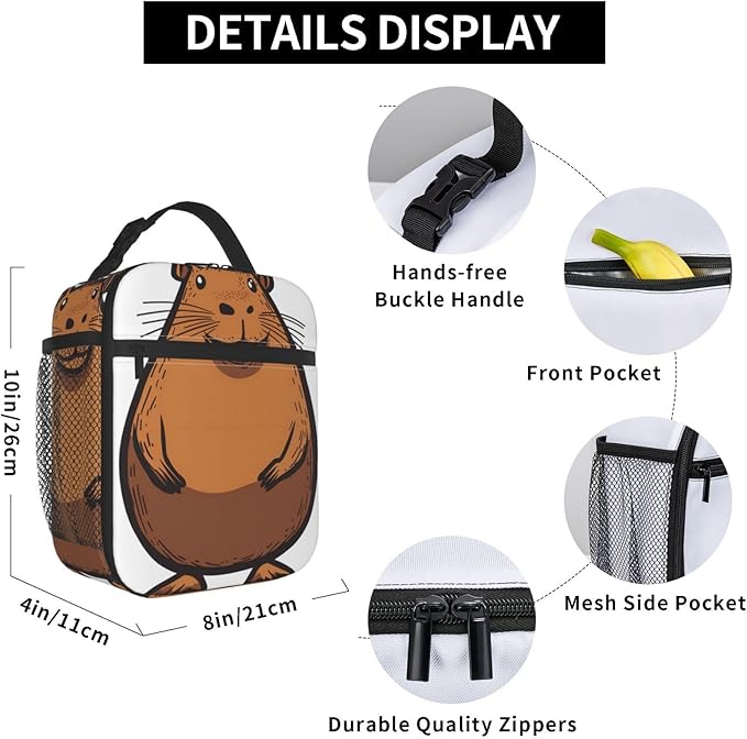 VANZEV Insulated Lunch Box for Women Men, Guinea Pig Theme Lunch Box Reusable Portable Lunch Bag Cooler Tote Waterproof Lunch Container for Office Picnic Work Travel