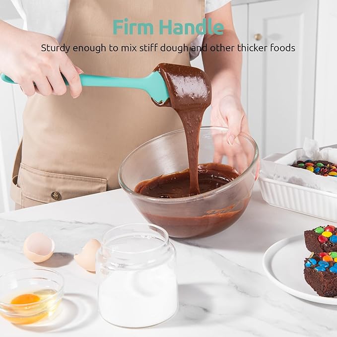 U-Taste 600쨘F Heat Resistant Silicone Spatulas: Flexible Food-Grade Silicon Baking Scraper, Kitchen Cooking Mixing Utensils with Upgraded Sturdy Handle Tip for Nonstick Cookware (4-Pc., Teal)