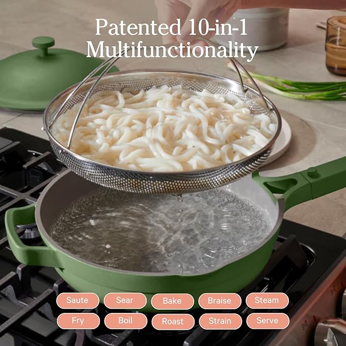 Our Place Always Pan 2.0 | 10.5" Ceramic Pan with Modular Lid, Steamer Basket & Spatula | Patented 10-in-1 Nonstick, Non-Toxic Cookware Made Without PFAS | Induction & Oven-Safe up to 450째F | Sage