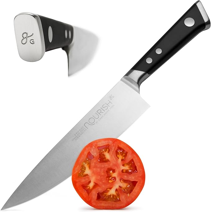 Greater Goods Premium 3-Ply 9Cr18 Steel Chef Knife, 8-Inch Professional Kitchen Knife with Full Tang Triple Rivet Handle