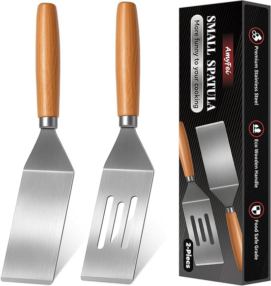 2Pcs Stainless Steel Spatula Set,Mini Serving Spatula for Kitchen Use,Metal Spatula for Cooking with Heat Resistant Handle,Metal Spatulas for kitchen use for Pancakes?갟asagna?갃rownies?갅ake and Cookie