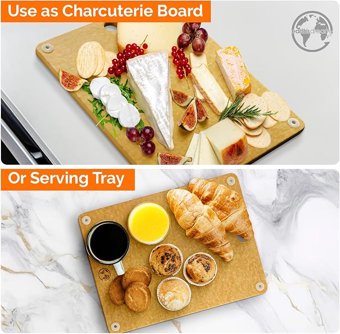 Earth?셲 Dreams Wood Cutting Board Set 3-Piece: Small, Large & Extra Large - Charcuterie Board, Non-Plastic, Non-Toxic, Heavy-Duty, Dishwasher Safe (Tan)