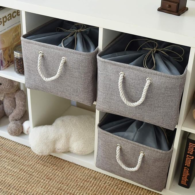 TheWarmHome Fabric Storage Bins Baskets for Organizing, Large Sturdy Storage Basket W/Handles, Decorative Foldable Storage Baskets for Shelves Closet Nursery Toy (X Large - 3 Pack 17.7L횞13.8W횞9.8H)
