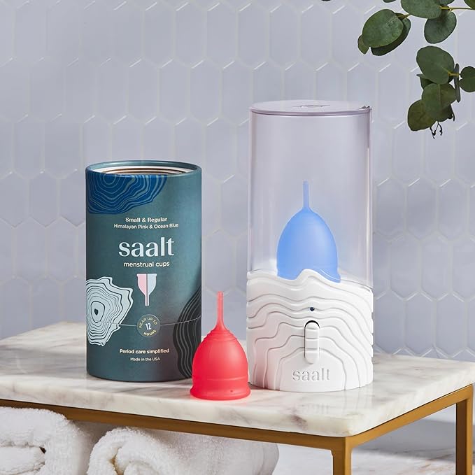 Saalt Menstrual Cup Steamer - Period Cup & Disc Sanitizer - Hands-Free Steam Sanitizer- No-Boil Design with Removable Power Cord - Compact & Portable - Arctic Mist