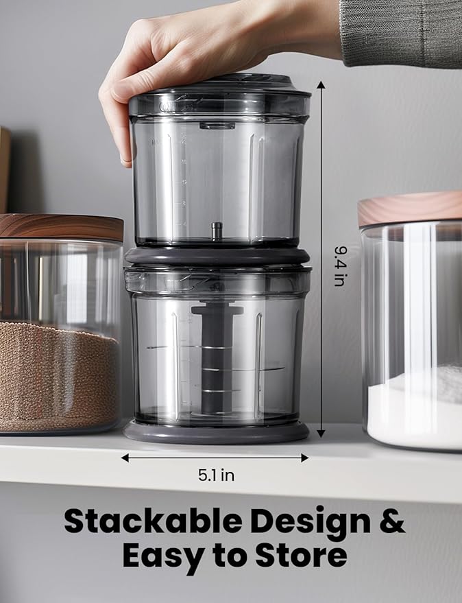 Food Processor 4 Cup, Electric Food Chopper, ?�Small but Powerful?‘Meat Grinder with 2 Bowls, 2 Speed & 4 Blades for Vegetable, Meat, Nuts, Functions for Chopping, Dicing, Mixing and Puree