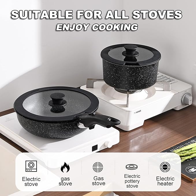 Pots and Pans Set, Nonstick Detachable Handle Cookware Set, Induction Kitchen Cookware Set with Removable Handle, Healthy Non Stick Cookware, Dishwasher 竊?Oven Safe, PFOA Free