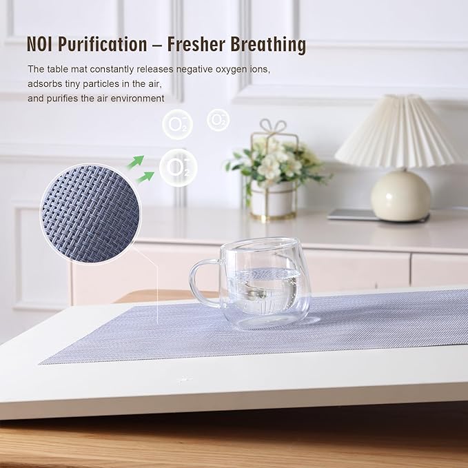 TOYASIX Nano-Air Color Mat:Temp-Triggered Placemat, Negative Ion & Eco-Friendly Nano Material,Fall Placemat& Kitchen Table Mats,Self-Cleaning&Easy-Clean,(??5??Blue/??5??Red)