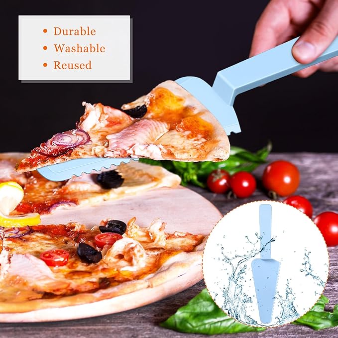 Suclain Disposable Cake Knife 9.1 Inch Plastic Cake Server Cutting Plastic Spatula Knives Pie Pizza Pastry Slicer Serving Utensils for Kitchen Wedding (16 Pieces,Pastel)