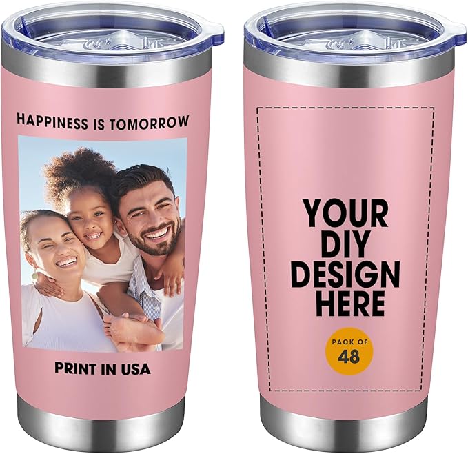SMLIXE Personalized Coffee Tumbler Print in USA 20oz Stainless Steel Double Wall Insulated Coffee Cup With Text Photo Logo