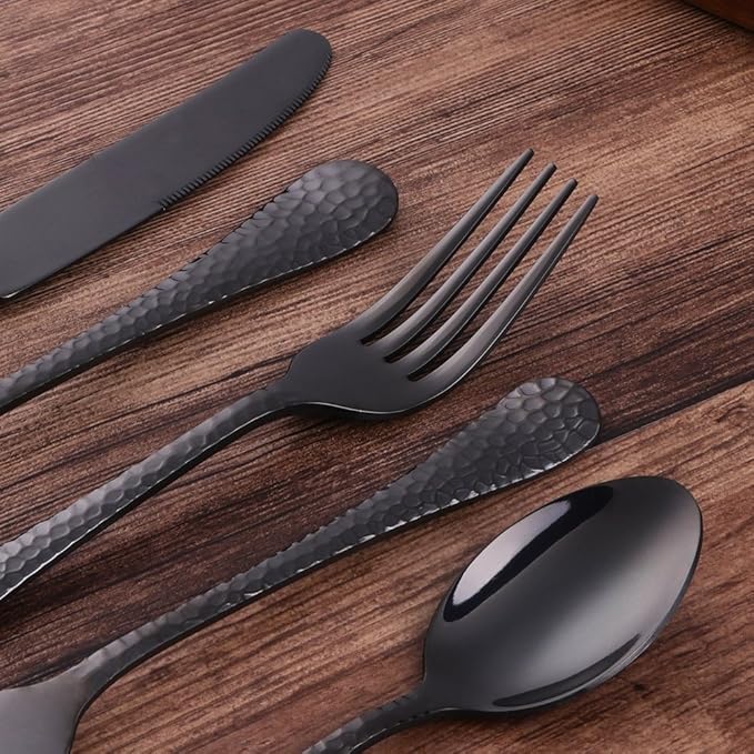 20-Piece Black Flatware Silverware Set, Bisda Stainless Steel Cutlery Sets, Multipurpose Use for Home, Kitchen, Restaurant, Hotel Tableware Utensil Service for 4
