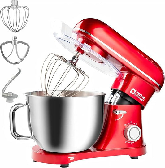 Kitchen in the box Stand Mixer - 8.5 Quart Electric Kitchen Standing Mixer 900 Watt for Heavy Bread Dough,Baking,Cake,Cream & Batters,Tilt Head Design (Red)