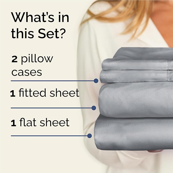 Twin XL 4 Piece Sheet Set - Cooling & Breathable Bed Sheets - Hotel Luxury Bed Sheets for Women, Men, Kids & Teens - Deep Pocket Bedding w/Easy Fit - Soft & Wrinkle Free - Twin XL Steel Blue Sheets