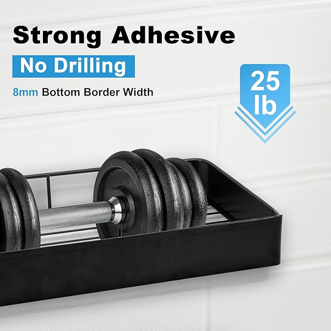 Premium Shower Caddy, 4 Pack Black, Rustproof Stainless Steel Shower Organizer and Storage, No Drill Shower Shelves with Quick Drainage and High Weight Capacity
