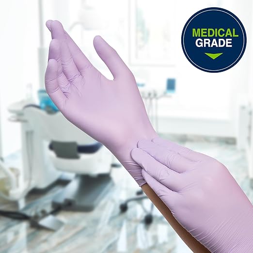 HALYARD Lavender Nitrile Exam Gloves, Powder-Free, Non-Sterile, 3.1 mil, 9.5 Inches, Lavender, X-Small, 52816 (Box of 250)