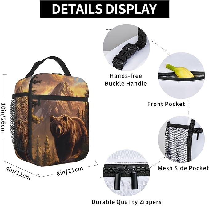 VANZEV Bear Lunch Box for Adults Women Girls Boys Kids Animal Lunch Box Insulated Cooler Reusable Lunch Bag Container Gifts for Work Office Picnic Travel School