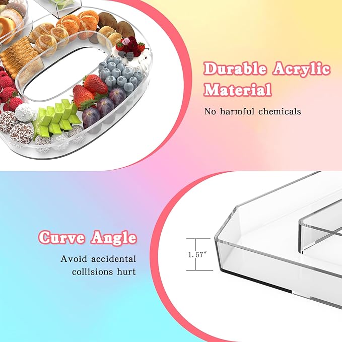 11" Acrylic Number Charcuterie Tray, Fillable Number Charcuterie Box for Food, Reusable Serving Cake Candy Dish Display Tray for Birthday Anniversary Party Decoration (Number 3)