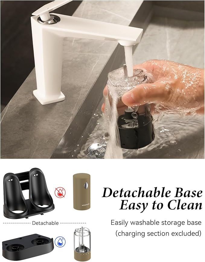 Electric Salt and Pepper Grinder Set - Automatic Refillable Salt and Pepper Grinders with Charging Base & LED Light, 6-Level Adjustable Coarseness with External Dial, Ideal Kitchen Gadget竊똁rown