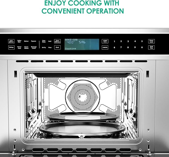 30Inch Microwave Convection Oven, 1.6 Cu. Ft. Built-In Microwave Oven with Air Fryer, Child Safety Lock, Drop Down Door, Touch Control, for Versatile Cooking Solutions