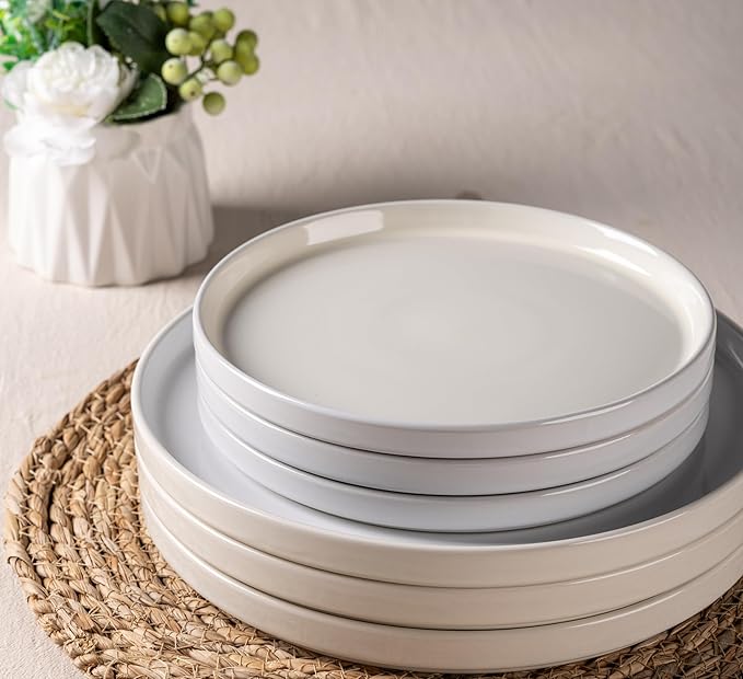 AmorArc Ceramic Dinnerware Set | Stoneware Plates and Bowls | Scratch Resistant,Dishwasher & Microwave Safe Dishes Sets-Beige3
