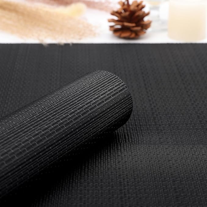 Myir JUN Table Runner, Vinyl Table Runner Indoor 72 Inch Long Arbitrarily Cropped Runner for Table Heatproof for Home Party (Black, 12 x 72 inch)