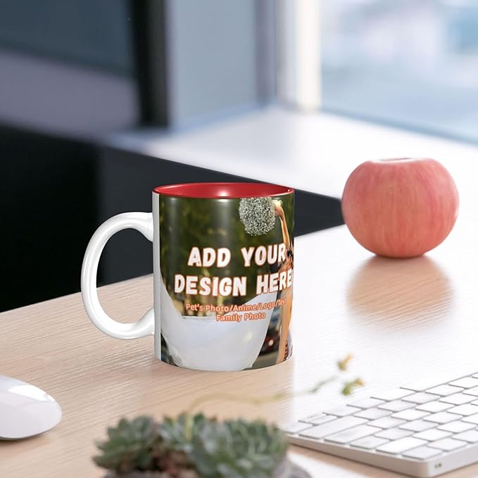 Custom Color Mugs with Partial or Full-Size Printing Customizable Photos and Text Coffee Mugs Creative Multicolor Designs Image (Full-Width, Red)