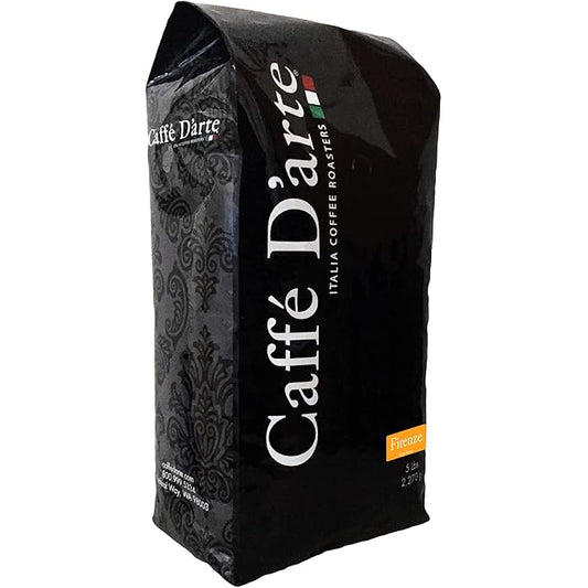 Caffe D'arte Firenze Whole Bean Espresso Coffee ??Medium Light Roast, Bright & Mild Flavor, Sweet & Smooth Aroma ??Crafted for Espresso & Americanos - 5 Pounds