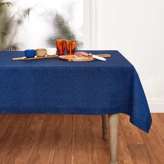 Solino Home Linen Tablecloth 60 x 108 Inch - 100% Pure Linen Royal Blue Table Cloth for Rectangular Tables - Athena, Machine Washable Cloth Tablecloth