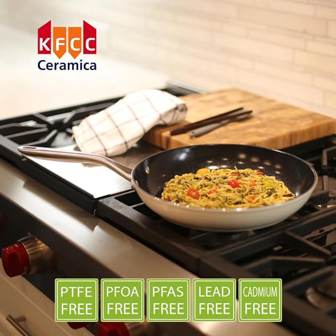 TeChef ValenCera Collection | Ceramic Nonstick Frying Pan Skillet Set, Nontoxic - Nontoxic - Free of PFAS, PFOA, PTFE (Frying Pan/Skillet Set, 8" and 12")