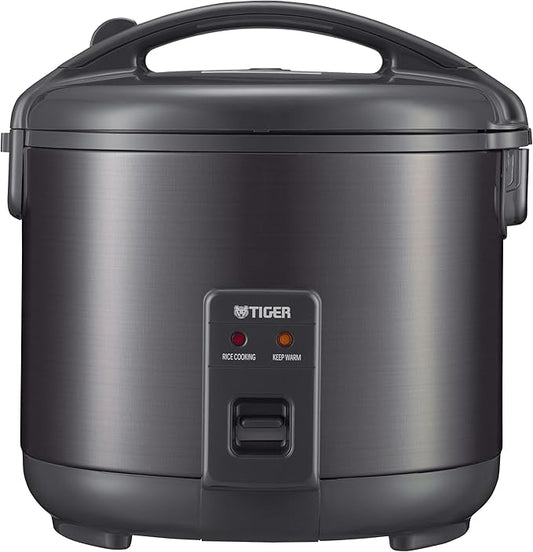Tiger JNP-S18U-KY 10 Cup Capacity White Rice Cooker with Non-Stick Inner Pot, Retractable Power Cord, and Keep Warm up to 12 hours (Obsidian Black)