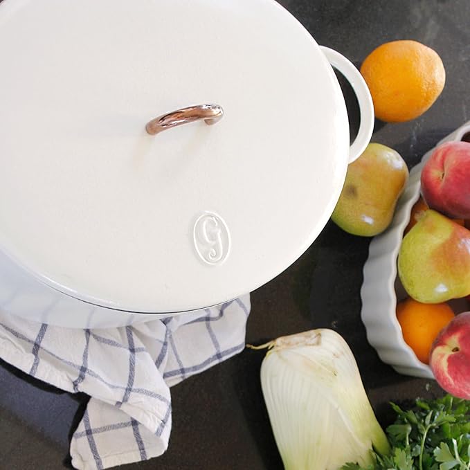 Great Jones Dutchess Cast Iron Dutch Oven Pot With Lid (Salt) - Large 6.75 Quart Size, Dual Handles - All Stovetop Safe - 500째 Dutch Oven For Bread Baking | Dishwasher Friendly