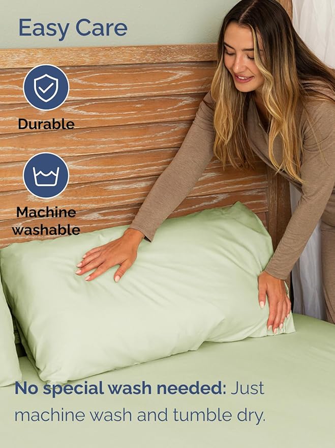 Extra Deep Pocket Twin Sheets - 3 Piece Breathable & Cooling Bed Sheets - Hotel Luxury Bed Sheet Set - Soft, Wrinkle Free & Comfy - Easily Fits Extra Deep Mattresses - Light Sage Green Sheets Set