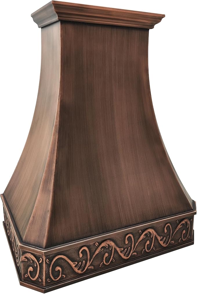 CT Copper Tailor Copper Vent Hood Island Mount,54'' W,48''H,1260 CFM Exhaust Fan,Stainless Steel Vent,LED Light,Dishwasher-Safe Baffle Filters,Smooth-Medium Patina,VH3A