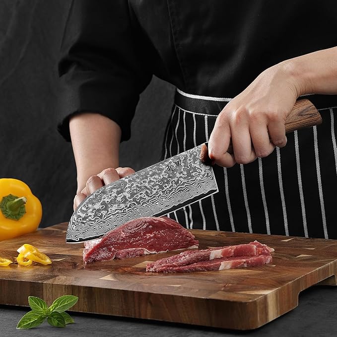 Wakoli EDIB Pro Premium Big Santoku Knife ??Japanese Style Kitchen Knife | 6.7-Inch Genuine Damascus Steel Blade with VG10 Core | Ergonomic Pakkawood Handle | Professional Chef Knife in Gift Box