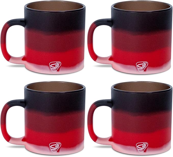 Silipint 16oz Silicone Coffee Mug ??Unbreakable Dishwasher Safe Microwave Oven & Freezer Compatible Travel Mug ??Non-Toxic Reusable Cup for Hot Coffee Tea or Cold Drinks Pack of 4 Volcano