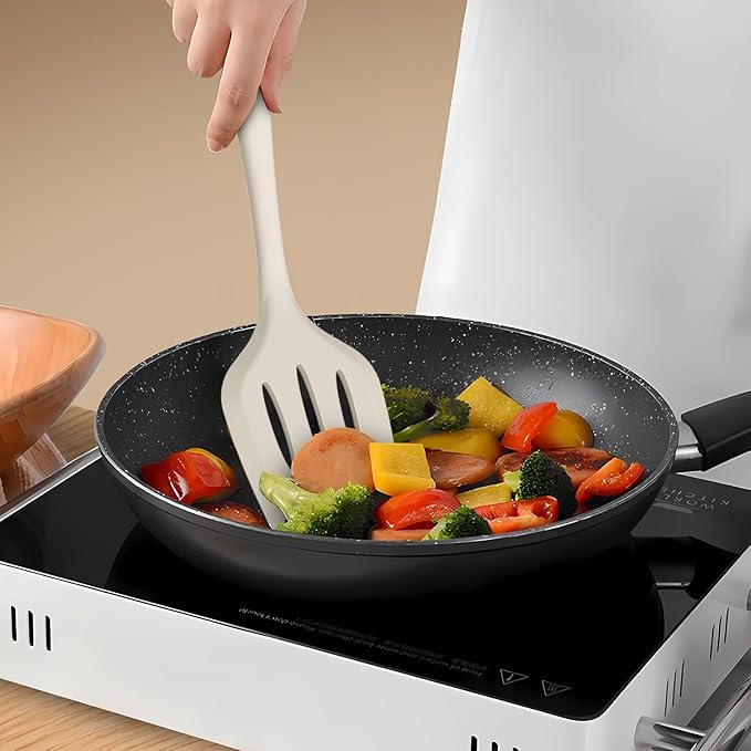 AOTHOD Silicone Cooking Utensils Set - 446째F Heat Resistant Silicone Kitchen Utensils,Spatula,Spoon, Kitchen Utensil Sets Gadgets Tools Set for Nonstick Cookware,Dishwasher Safe Bpa Free (Cream White)