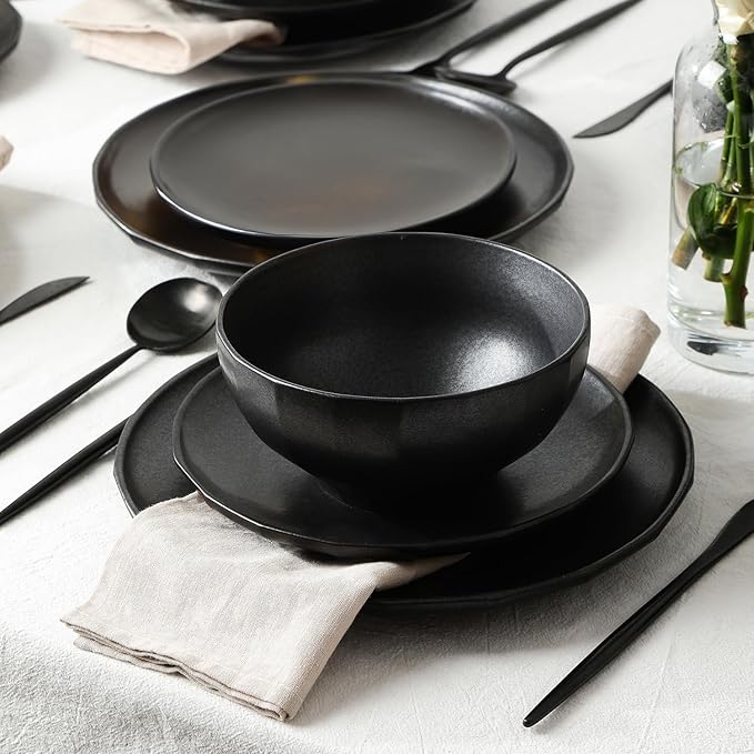 Stone Lain Rio 24-Piece Dinnerware Set Stoneware, Black