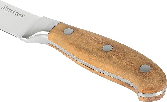 Bloomhouse 8-Inch Slicing Knife ??German Stainless Steel Carving Blade with Forged Italian Olive Wood Handle, Full Tang Knife for Meat, Roasts & BBQ