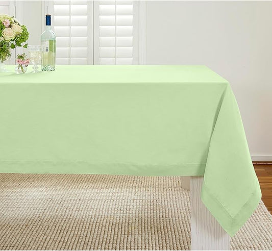 Solino Home Linen Tablecloth for Rectangle Tables 60 x 120 Inch - 100% Pure Linen Pastel Green Table Cloth - Fete, Machine Washable Cloth Tablecloth for Spring, St Patricks Day, Easter