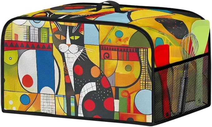 Oval Crock Pot Cover Dust Protection Slow Cooker Cover for Most 6-8 Quart Appliance Abrasion Aesistant Decorate Ktchen Dust Cover for Electric Stew Pot Geometric Abstract Cat