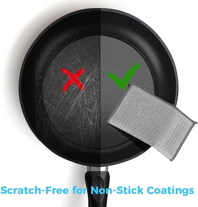 AIDEA Non Scratch Wire Dishcloth 24PK, Upgraded Wire Dishwashing Rag for Kitchen, Dual Sided, Washable Dish Cloths, Cleaning Pads Steel Scrubber for Cookware, Sinks, Dishes, Stove Tops, 7"횞8" Grey