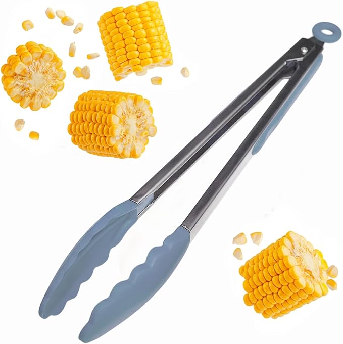 Starpack 'Get a Grip' Silicone Kitchen Tongs for Cooking 12 Inch - BBQ Silicone Tongs for Grill Heat Resistant to 600째F - Stainless Steel Utensils with Non Stick Rubber Tips for Serving Food