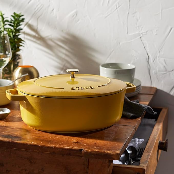 Staub Cast Iron 6.25-qt Shallow Oval Dutch Oven - Citron