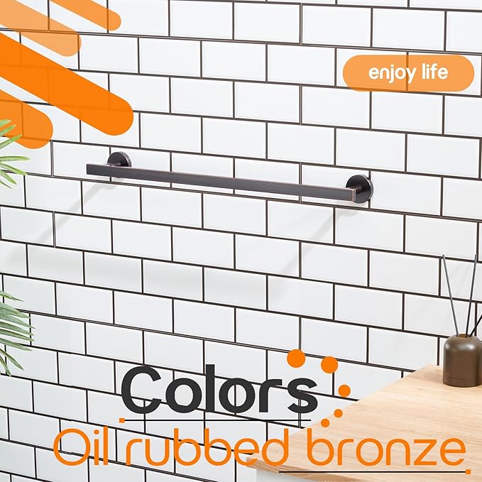24 Inch Bathroom Towel Racks Bath Towel Bars Kitchen Towel Holder Towel Rails Wall Mounted SUS304 Stainless Steel Oil Rubbed Bronze AN4001ORB-L24