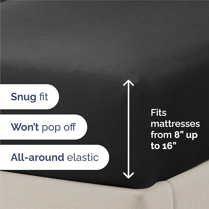 King 6 Piece Sheet Set - Cooling & Breathable Bed Sheets - Hotel Luxury Bed Sheets for Women, Men, Kids & Teens - Comfy Bedding with Deep Pockets & Easy Fit - Soft and Wrinkle Free - King Black Sheets