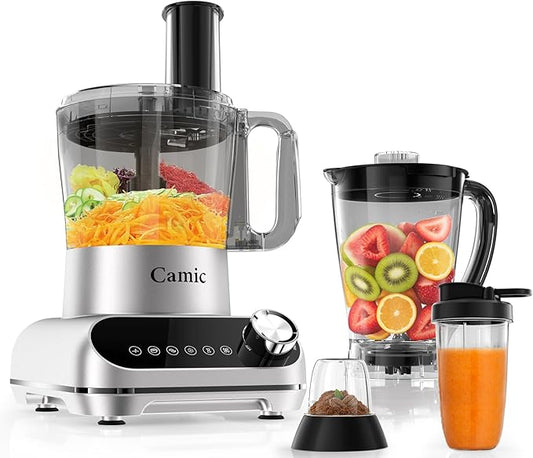 Camic Blender & Food Processor Combo (Silver-Upgraded Version)