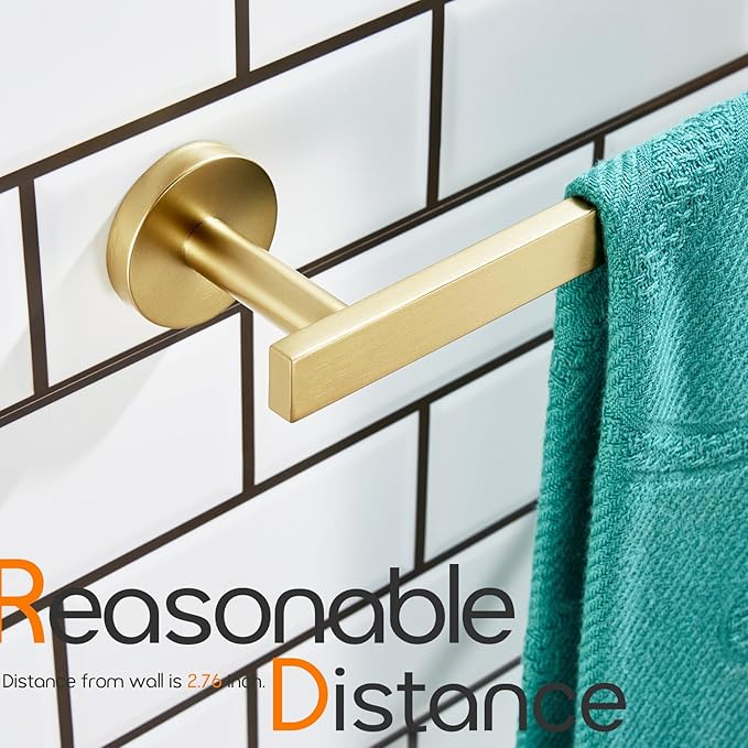 20 Inch Bathroom Towel Bar Bath Towel Rack Kitchen Towel Holder Towel Shelf Wall Mounted SUS304 Stainless Steel Brushed Gold AN4001GD-L20