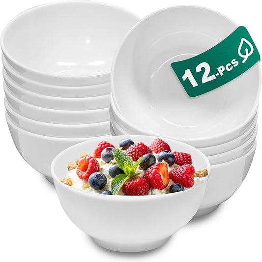 12 Sets 6 Inch Cereal Bowls - 26 Oz Unbreakable Lightweight White Soup Bowls Set Dishwasher Safe For Fruit Salad Kitchen Ramen Mixing Scratch Resistant Reusable Gift For Wedding Home Everyday Use