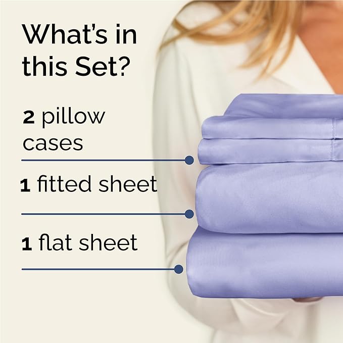 Twin XL 4 Piece Sheet Set - Cooling & Breathable Bed Sheets - Hotel Luxury Bed Sheets for Women, Men, Kids & Teens - Bedding w/Deep Pockets & Easy Fit - Soft & Wrinkle Free - Twin XL Lavender Sheets