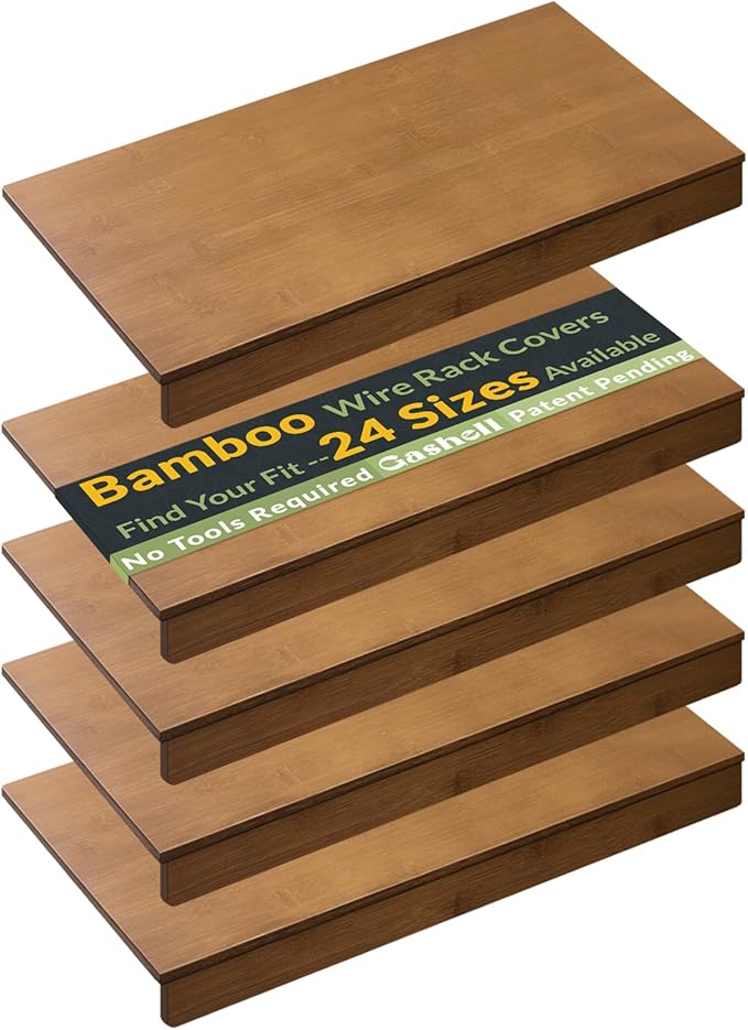 Wire Shelf Covers, Bamboo Wire Rack Covers for Pantry, Closet (4pcs, 28" W x 12" D)