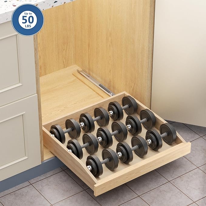 LOVMOR Single Pull Out Organizer 16쩍?쓂 x 21?쒭, Soft Close Slide Out Drawer Storage Shelves for Kitchen, Wood Cabinet Shelf Pull-Out Organizer Storage for Base Cabinet